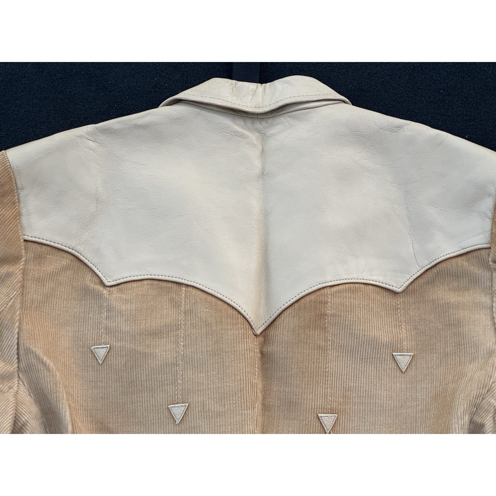 Vintage Pioneer Wear Genuine Leather Western Blazer Jacket Tan Made USA - Picture 9 of 14